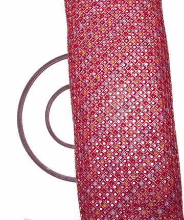 Magenta Colour Thread Embroidery Georgette Fabric